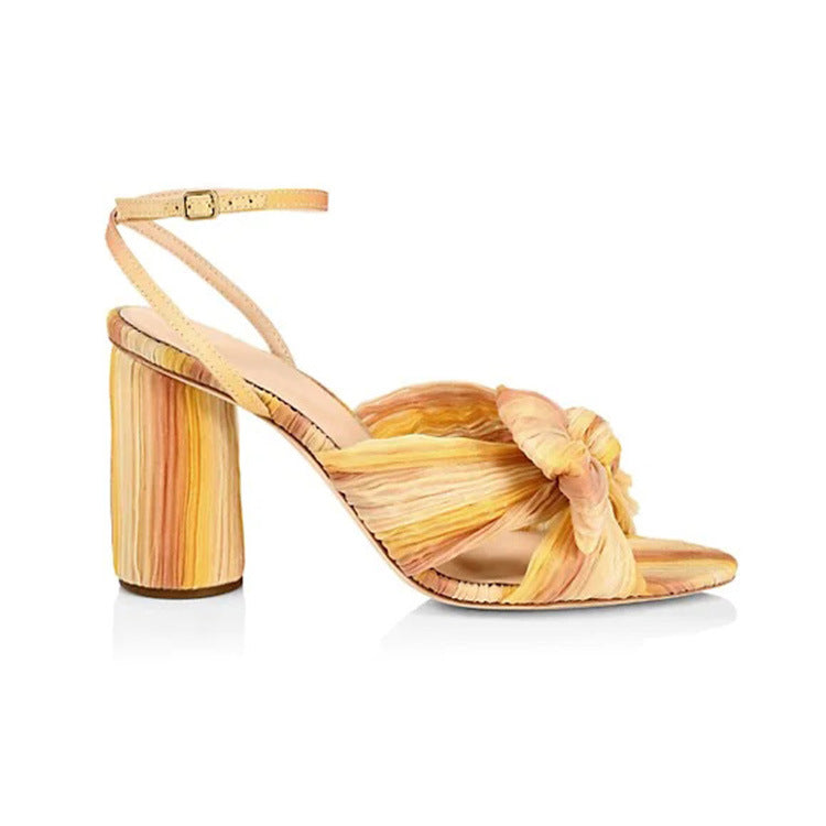 Thick Heel Bow Fairy Silk Sandals Vintage Fairy Shoes