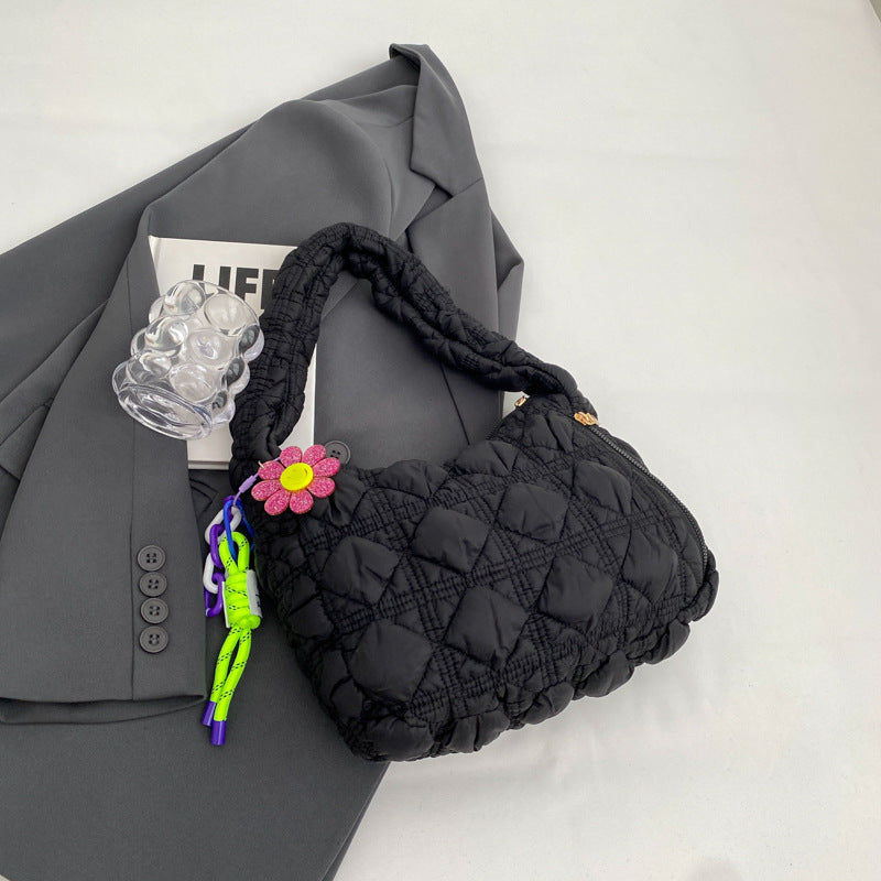 Women's Fashionable Pleated Bubble Down Jacket Shoulder Bag