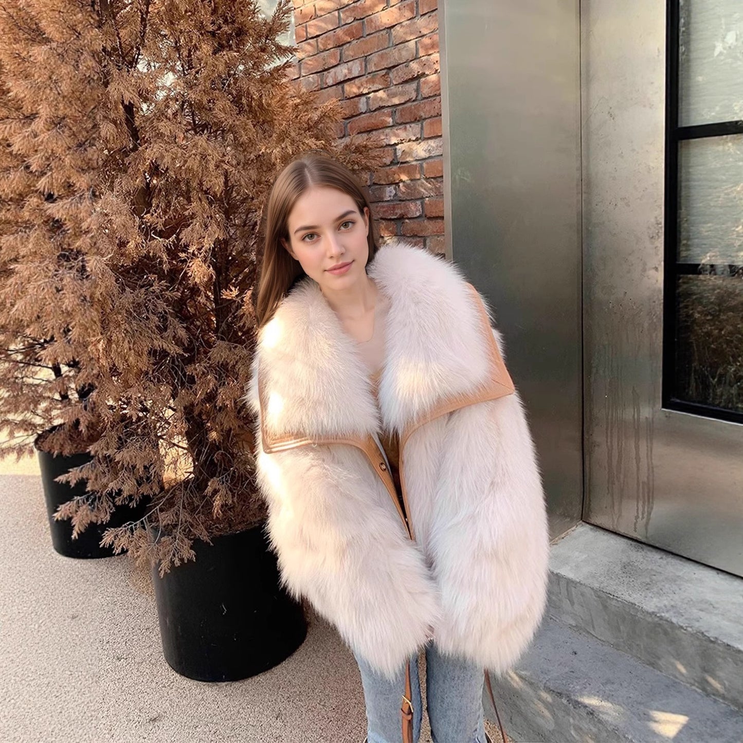 Youth-style Faux Fox Fur Coat