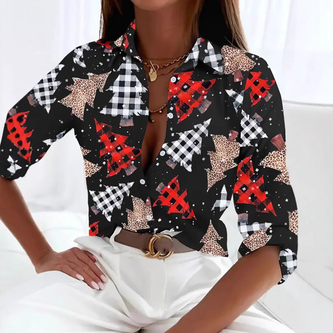 Versatile, High-quality Womens Long-sleeve Christmas Shirt