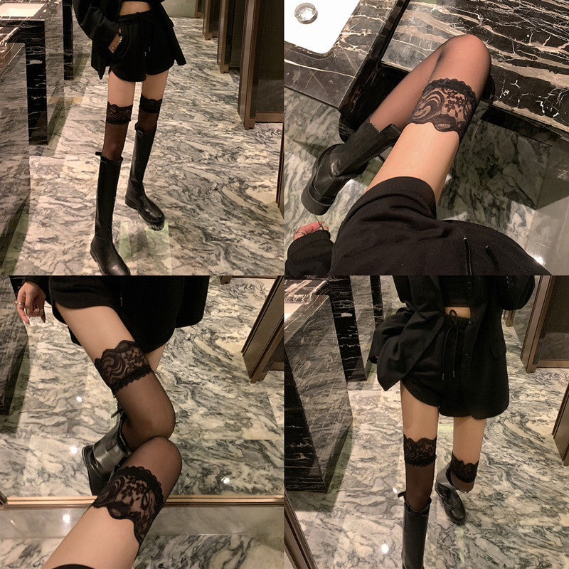 Girls Lace Tall Socks Thin Over Knee
