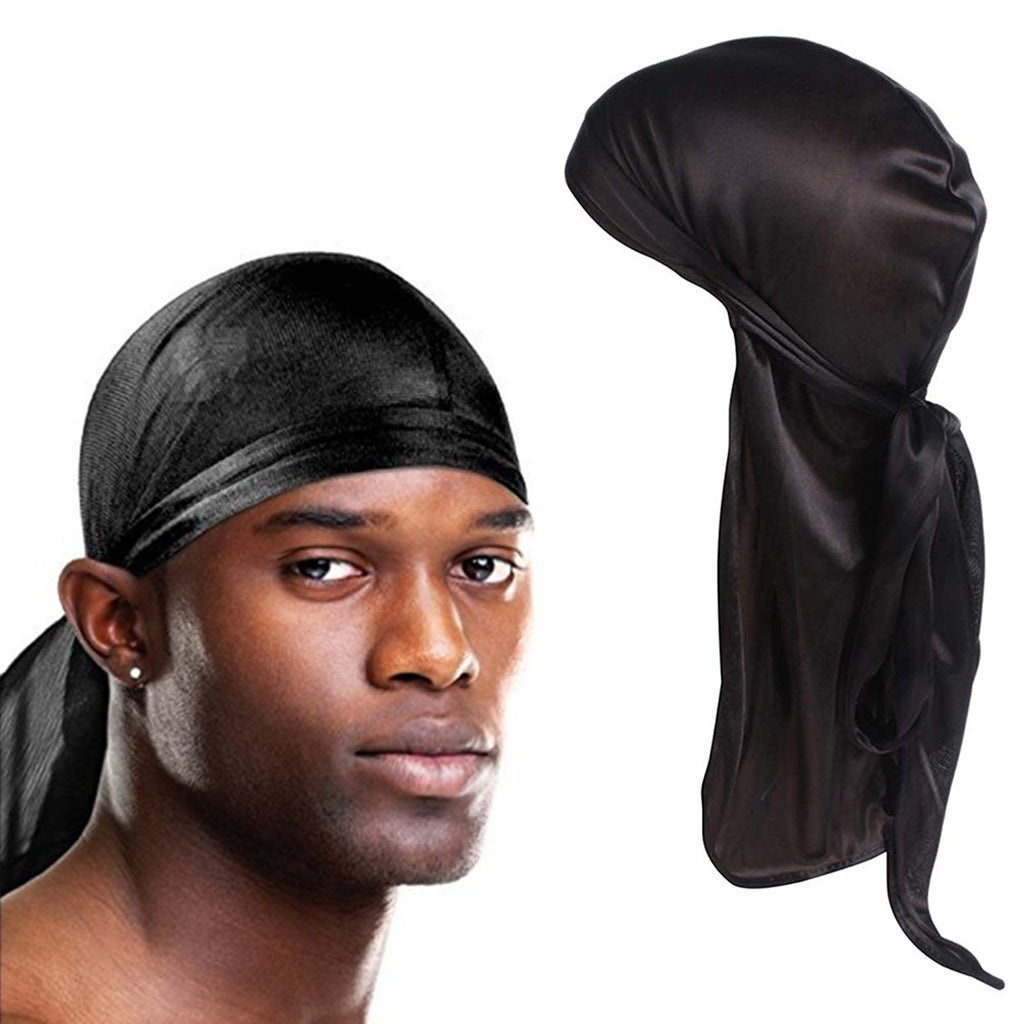 Unisex Satin Hovedbeklædning med Lang Hale  Strækbar Pirathat Og Hip Hop Turban til Mænd Og Kvinder, Elastisk Bandanahue til Kostume Og Mode