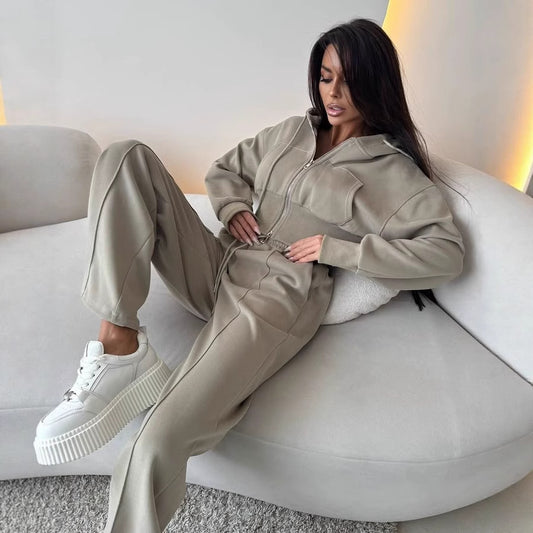 Cinched Hoodie Sweater Casual Cotton Suit