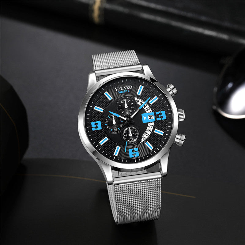 Fashion Three-eye Digital Men's Watch With Calendar