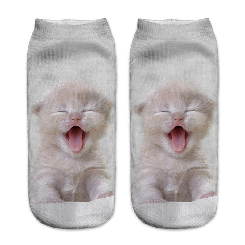 Cute Cat Series 3D Digital Printing Socks Children