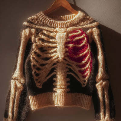 American Retro 3D Printed Hooded Cozy Loose Casual Womens Chunky-Knit Sweater