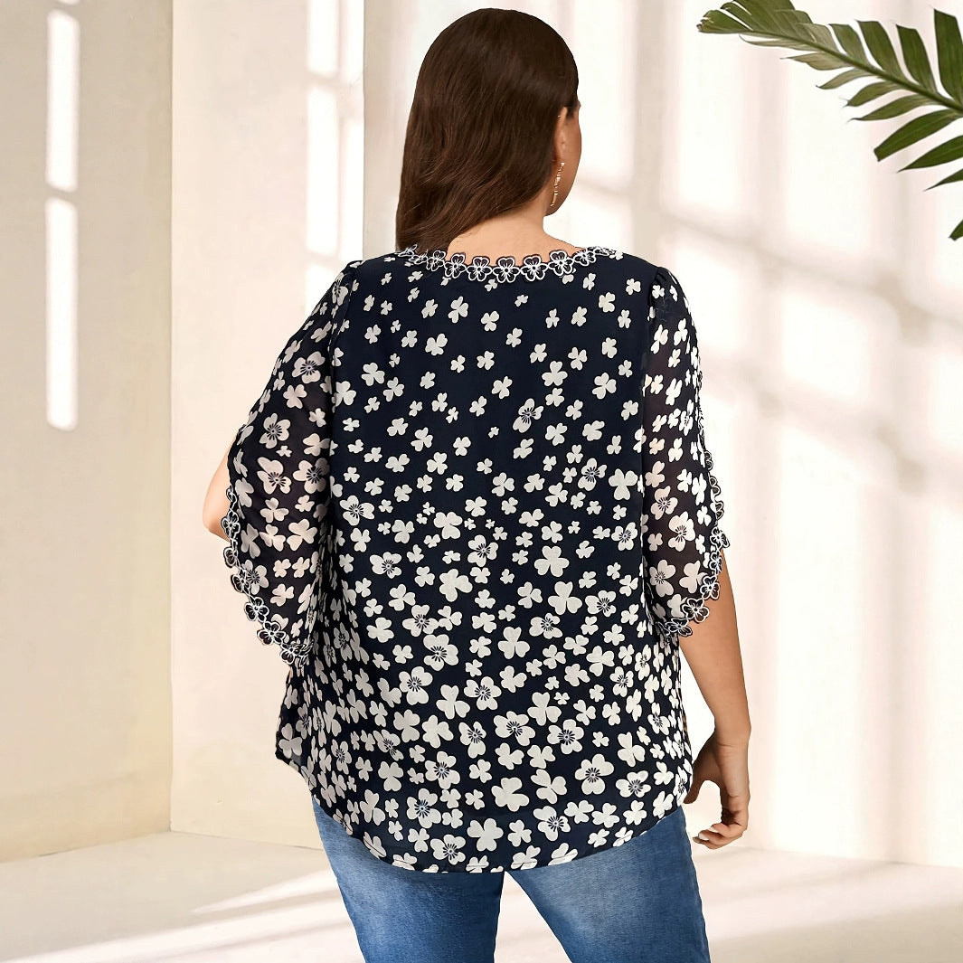 Lace Stitching Elegant Ladies' Shirt