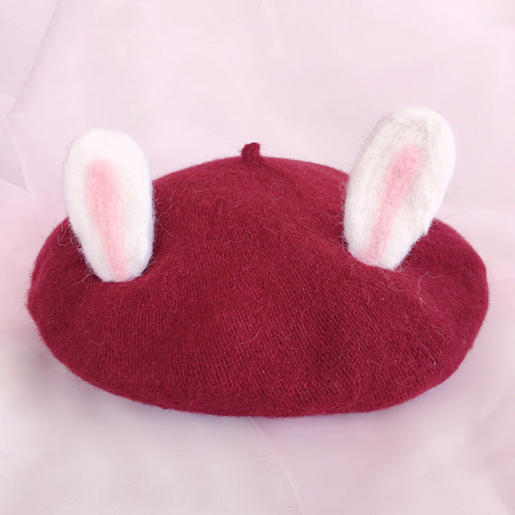 Women's Fashion Wool Tweed Soft And Cute Cat Ears Hat