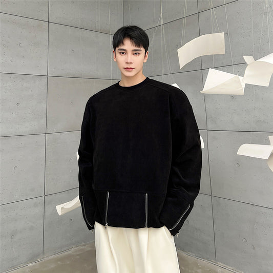 Men's Long Sleeved Round Neck Pullover Top Bottoming Shirt