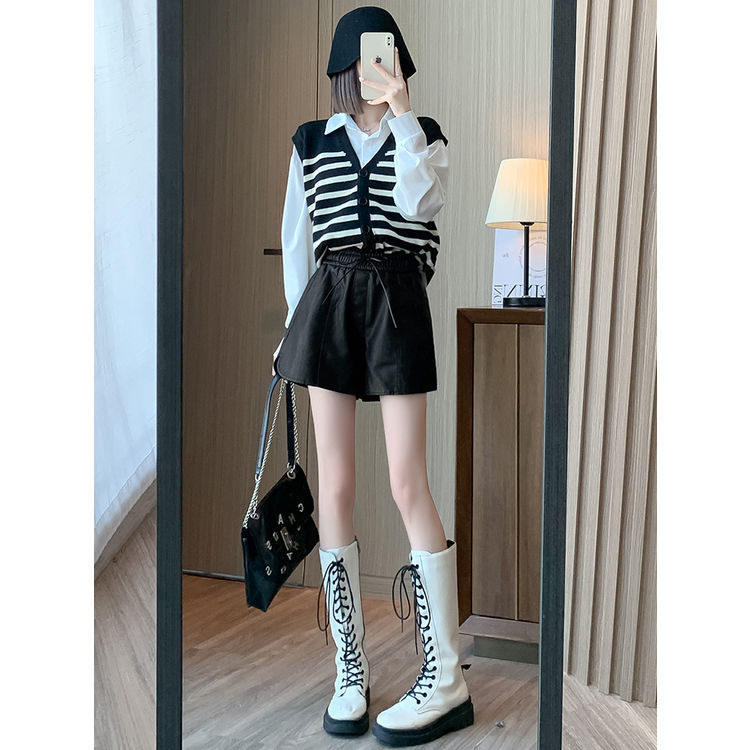 Elastic High-waisted Slimming Wide-leg Pants