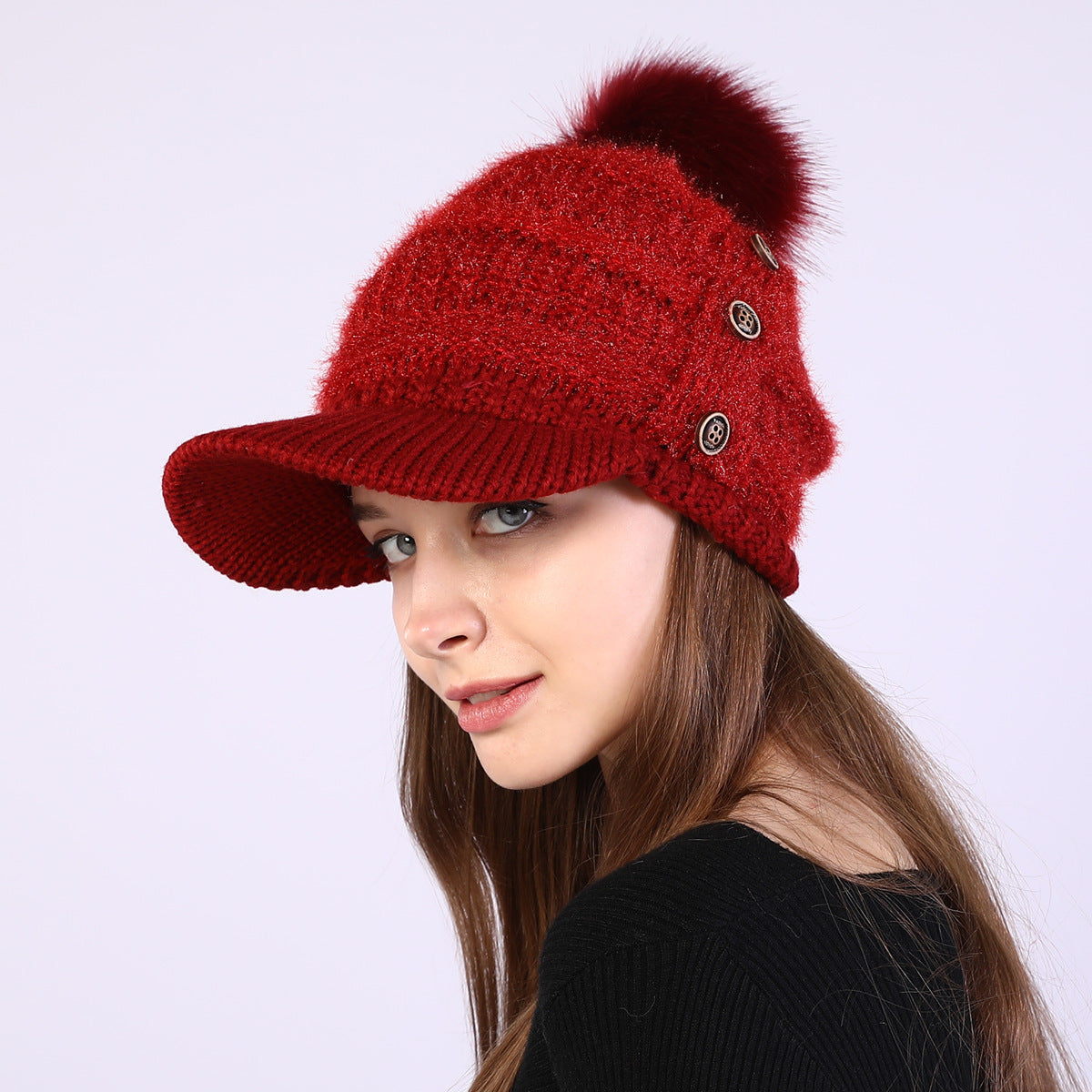 Warm Big  Ball Knitted Wool Hat