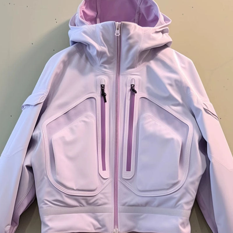 Purple Casual Hooded Jacket Coat For Women Autumn And Winter