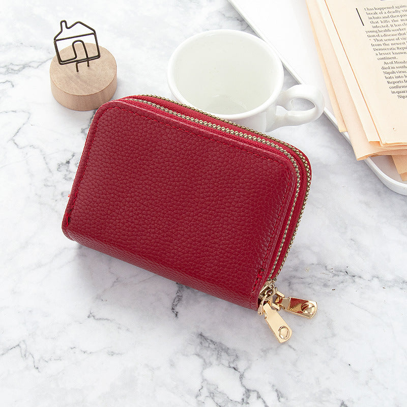 Women's Short Solid Leather Wallet