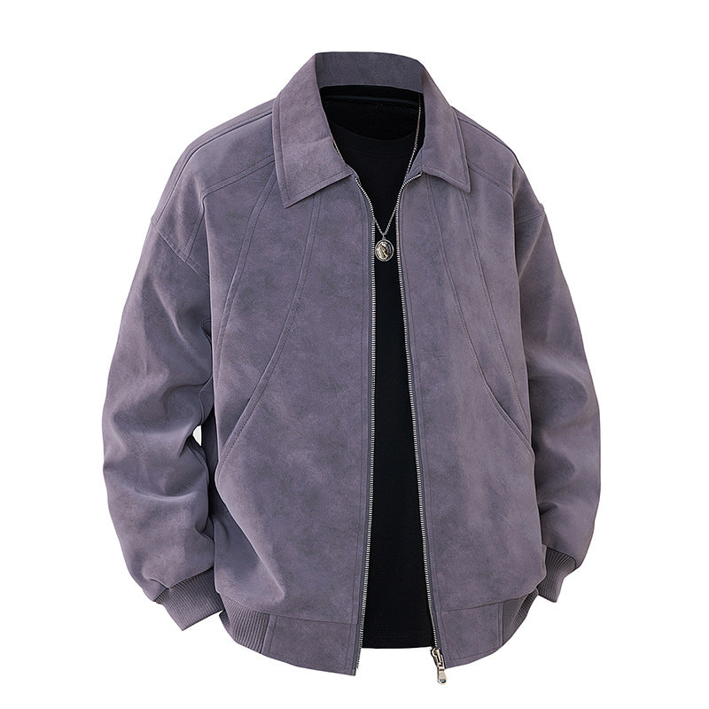 Trendy Lapel Collar Workwear Casual Suede Jacket