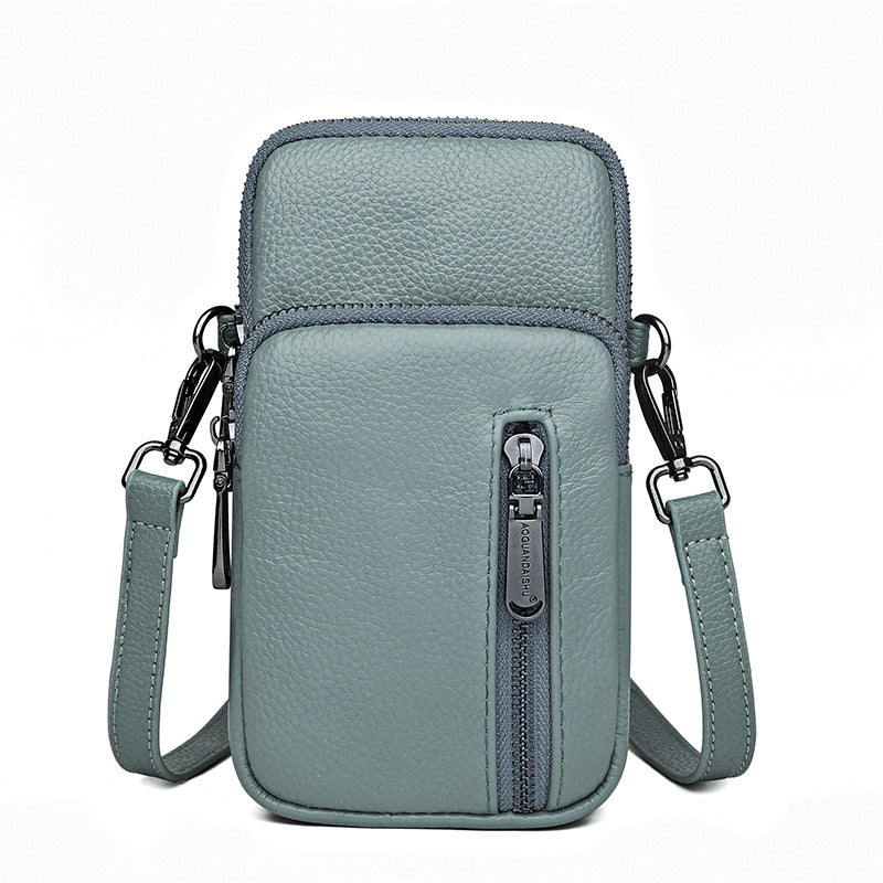 Cross-border First-layer Cowhide Mobile Phone Bag Trendy Fashion