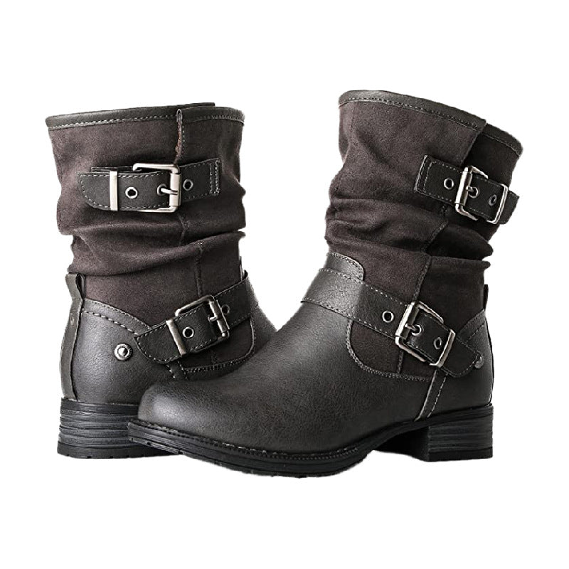 Knight   Belt Buckle With Low-heel Martin Boots
