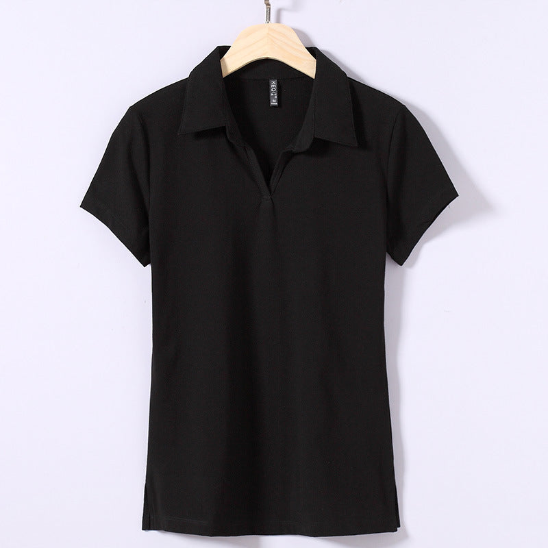 Solid Color Polo Collar Elegant Korean Style Slimming Summer Dress Top