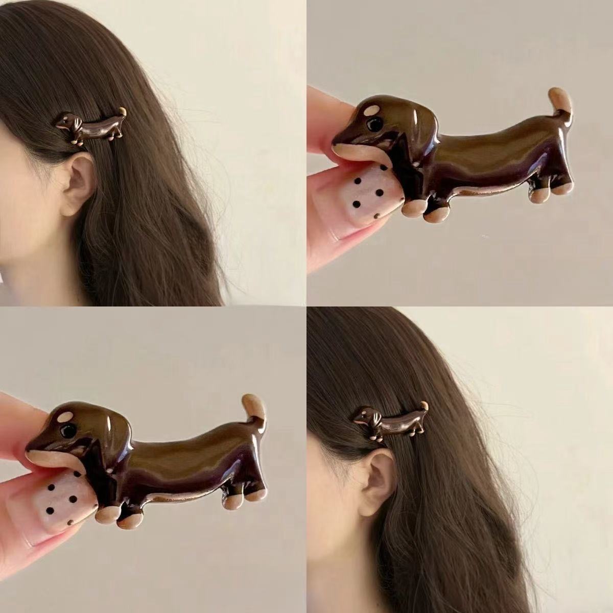 Loose, Delicate And Cute Dachshund Dog Barrettes High-grade And Interesting