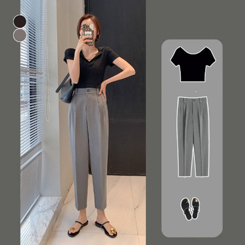 Women's Fashion High Waist Straight Loose Casual Pants