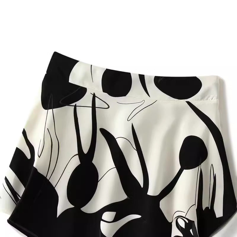 Women's Printed Skirt Summer New High Waist High-end Figure Flattering A- Line Midi Skirt