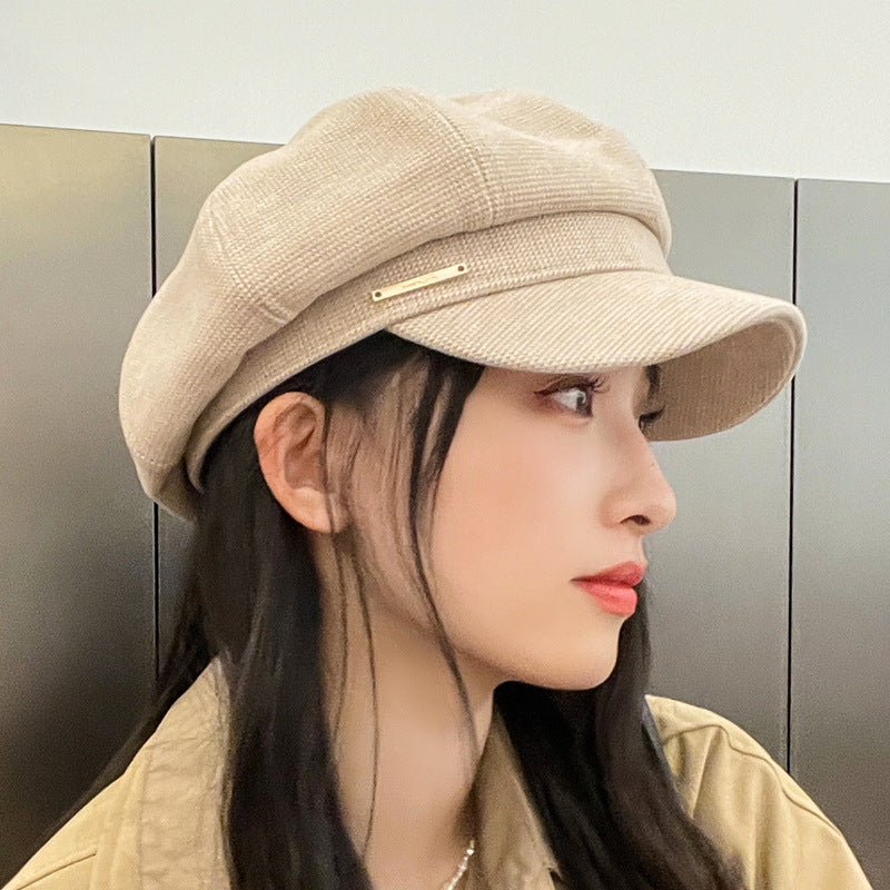 Women's Korean-style All-match Metal Label Peaked Cap