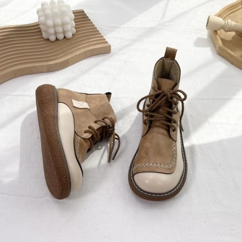 Autumn And Winter New Forest Retro Lace-up Women's Shoes Thick-soled Casual Martin Boots