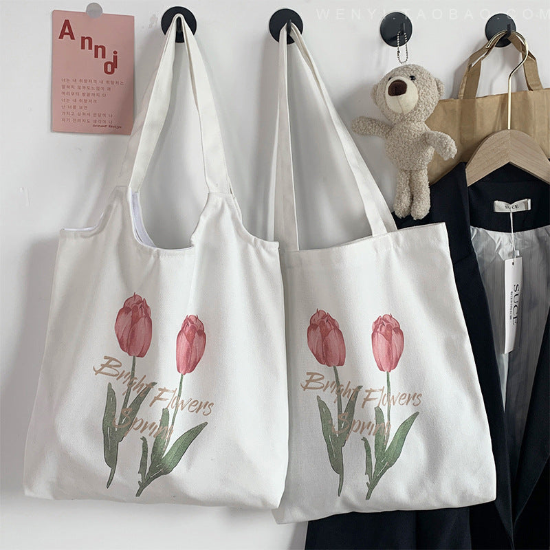 Tulip Canvas Bag Women's Shoulder Large Capacity