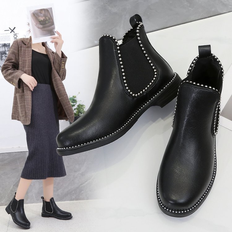 Women's British Style Autumn Small Boots With Thick Heel