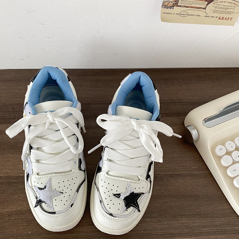 Cow Star Shoes Couple Casual Platform Sports Board Shoes