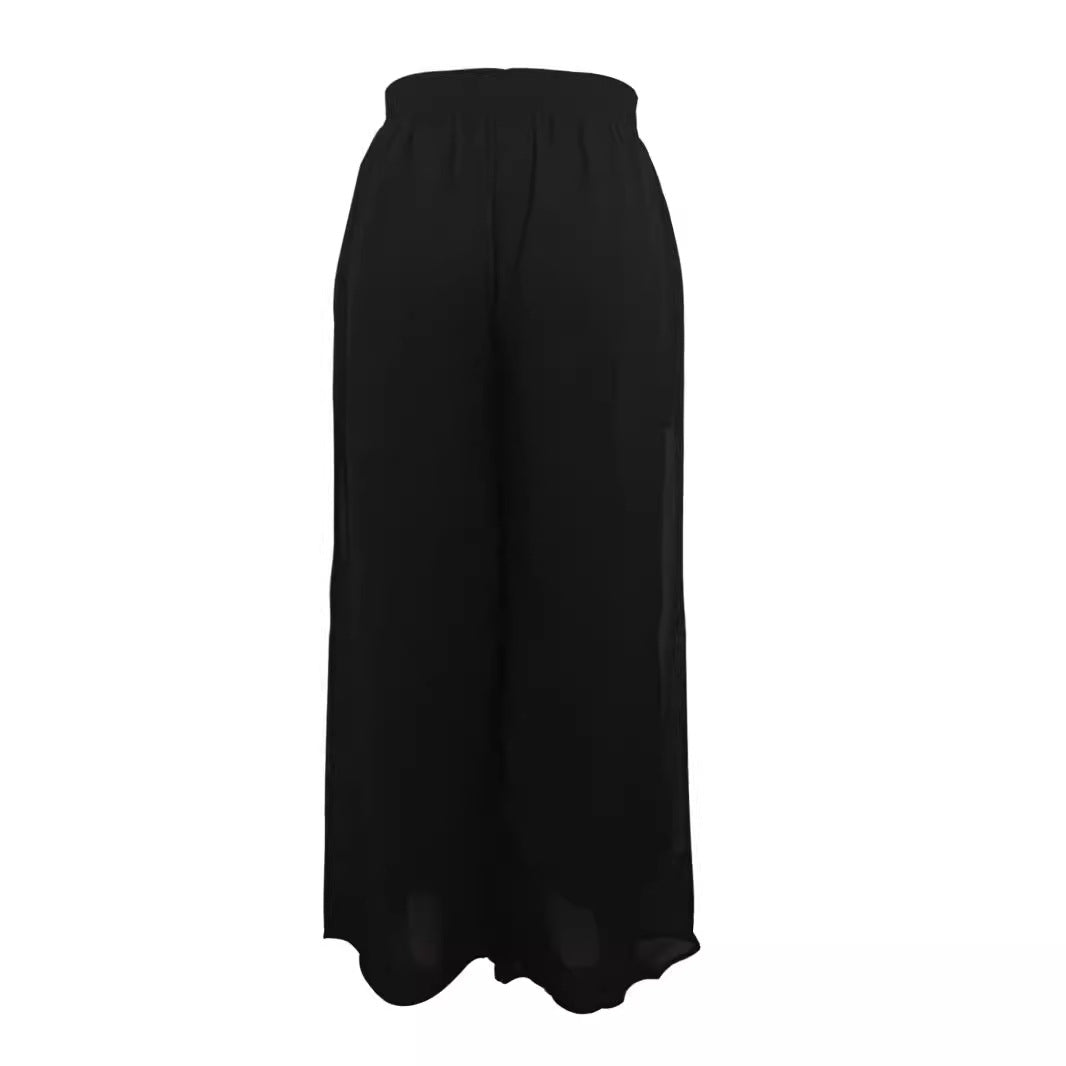 Casual Chiffon Wide-leg Pants A Trendy Loose-fitting Must-have Style For Laid-back Looks