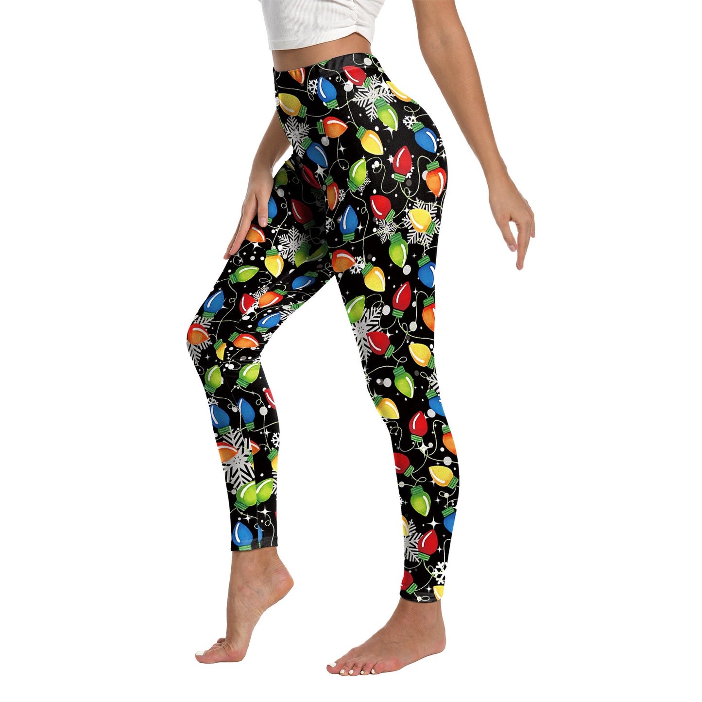 Juleprintede sports-yoga-elastik-leggings til kvinder