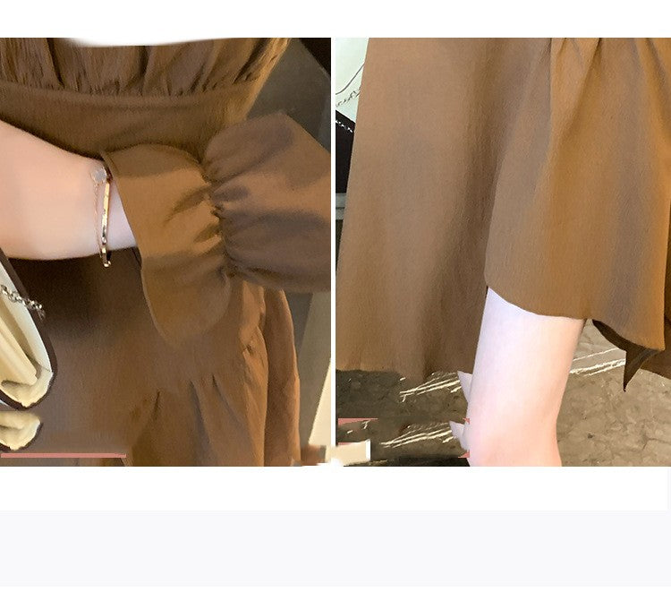 French Vintage Square Neck Temperament Irregular High Waist Slim Dress