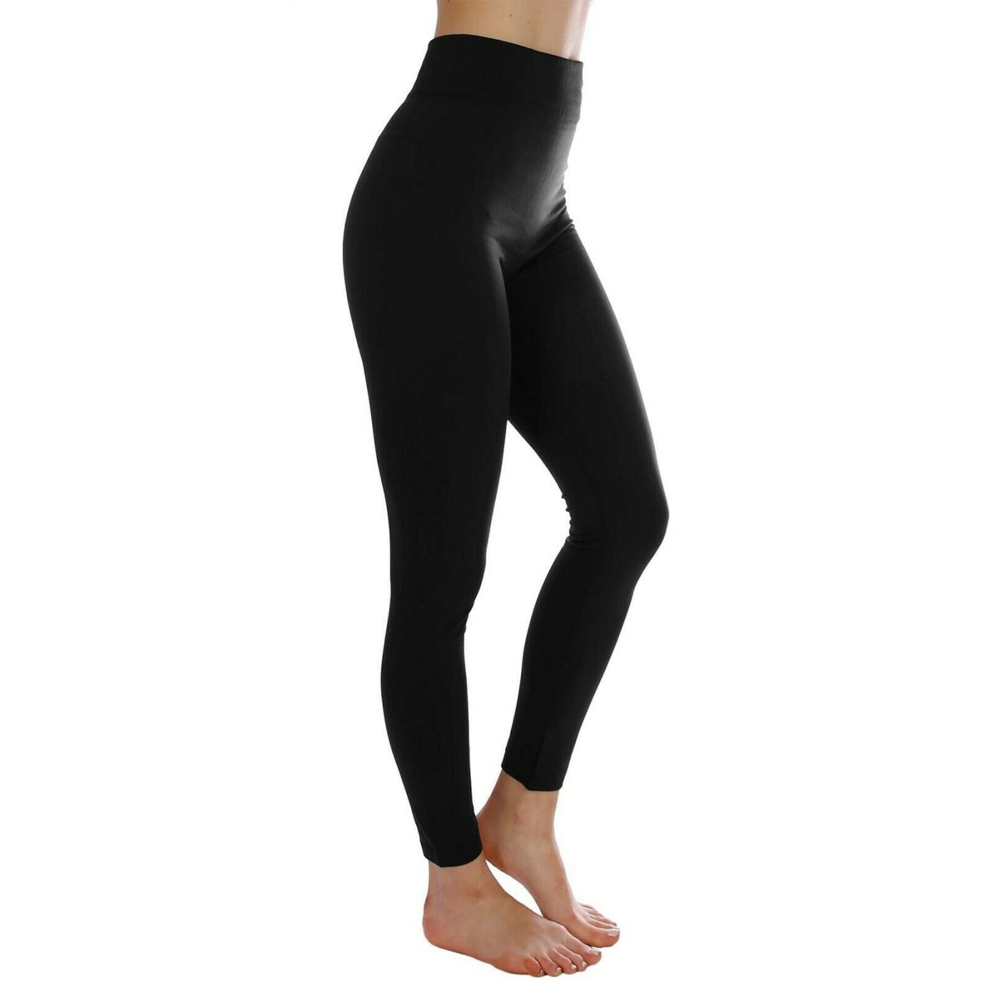 Ensfarvede højtaljede skinny mælkesilkebukser med stræk