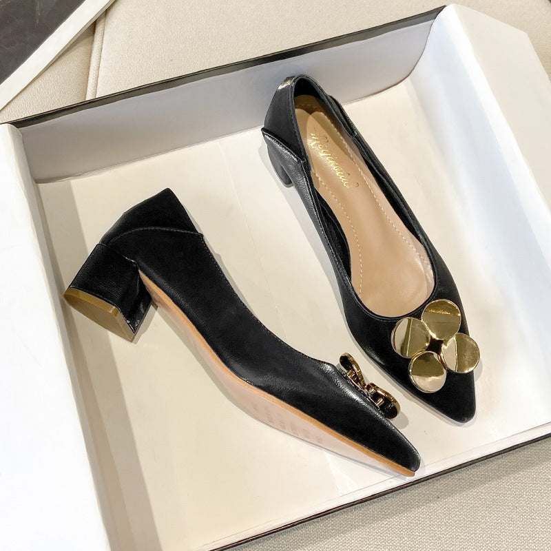 Women's Thick Heel Commuter Pointed Toe Shoes