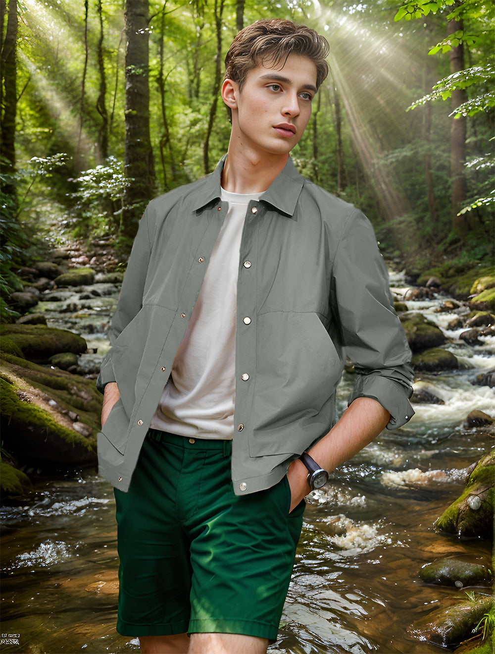 Three Colors Simple Shirt Casual Jacket Coat