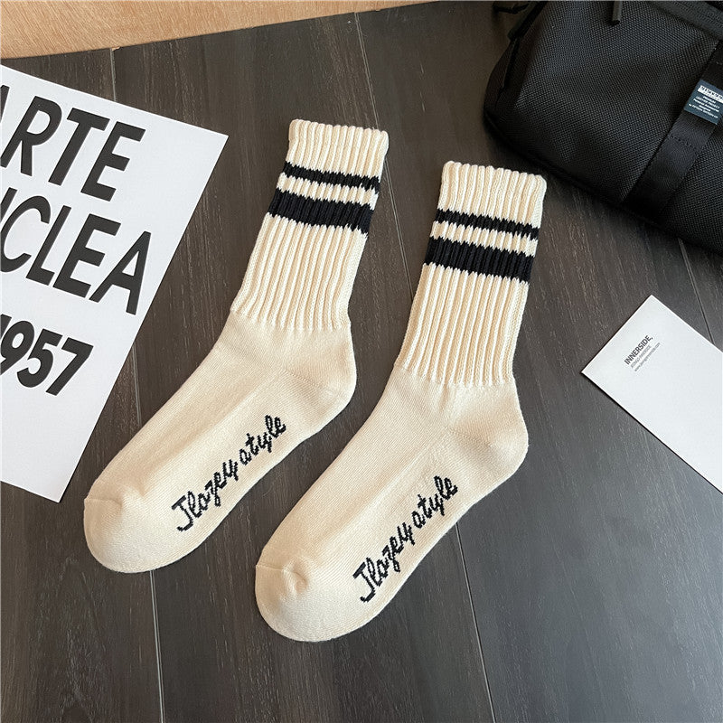 Thickened Two-bar Terry Men's Socks Pattern Thick Thread Tube Socks