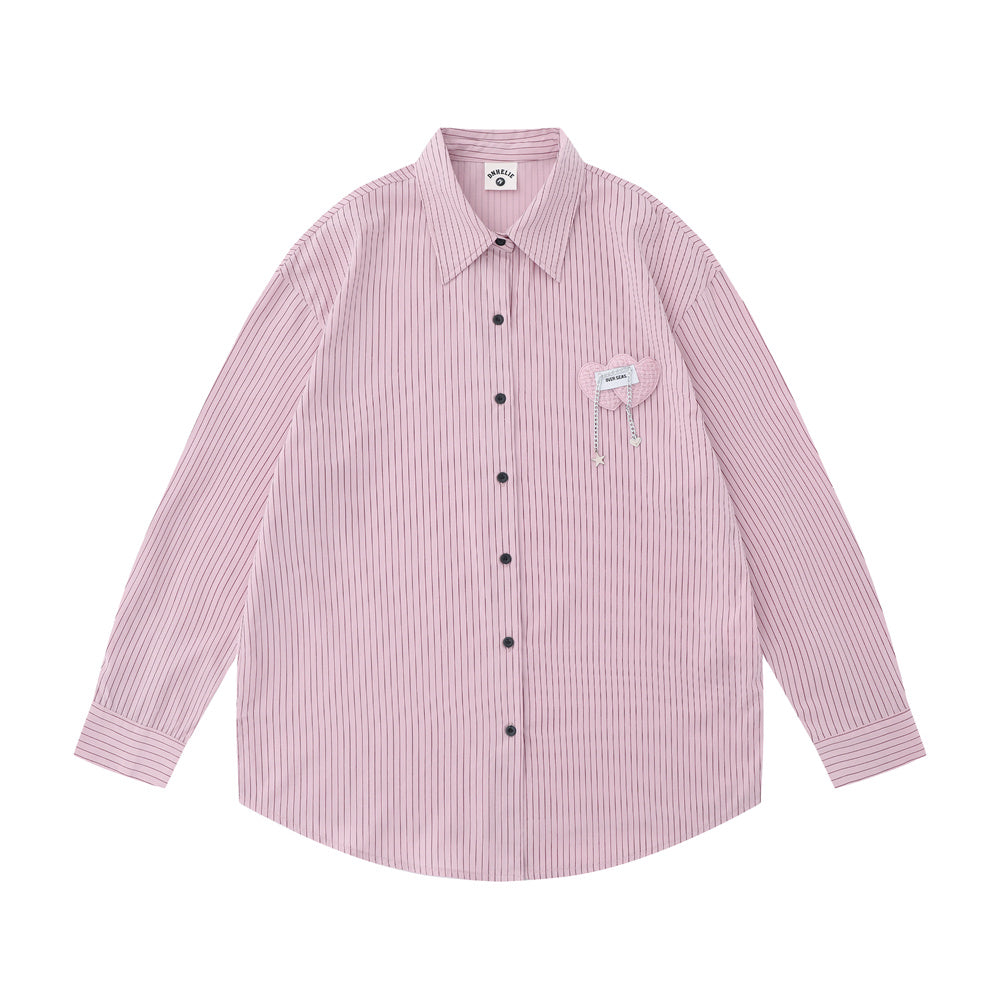 Japanese Minority Trendy Brand Pinstripe Long-sleeved Shirt