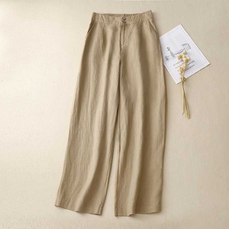 Summer Straight-leg Pants Slimming Versatile Women's Pants Linen Pants