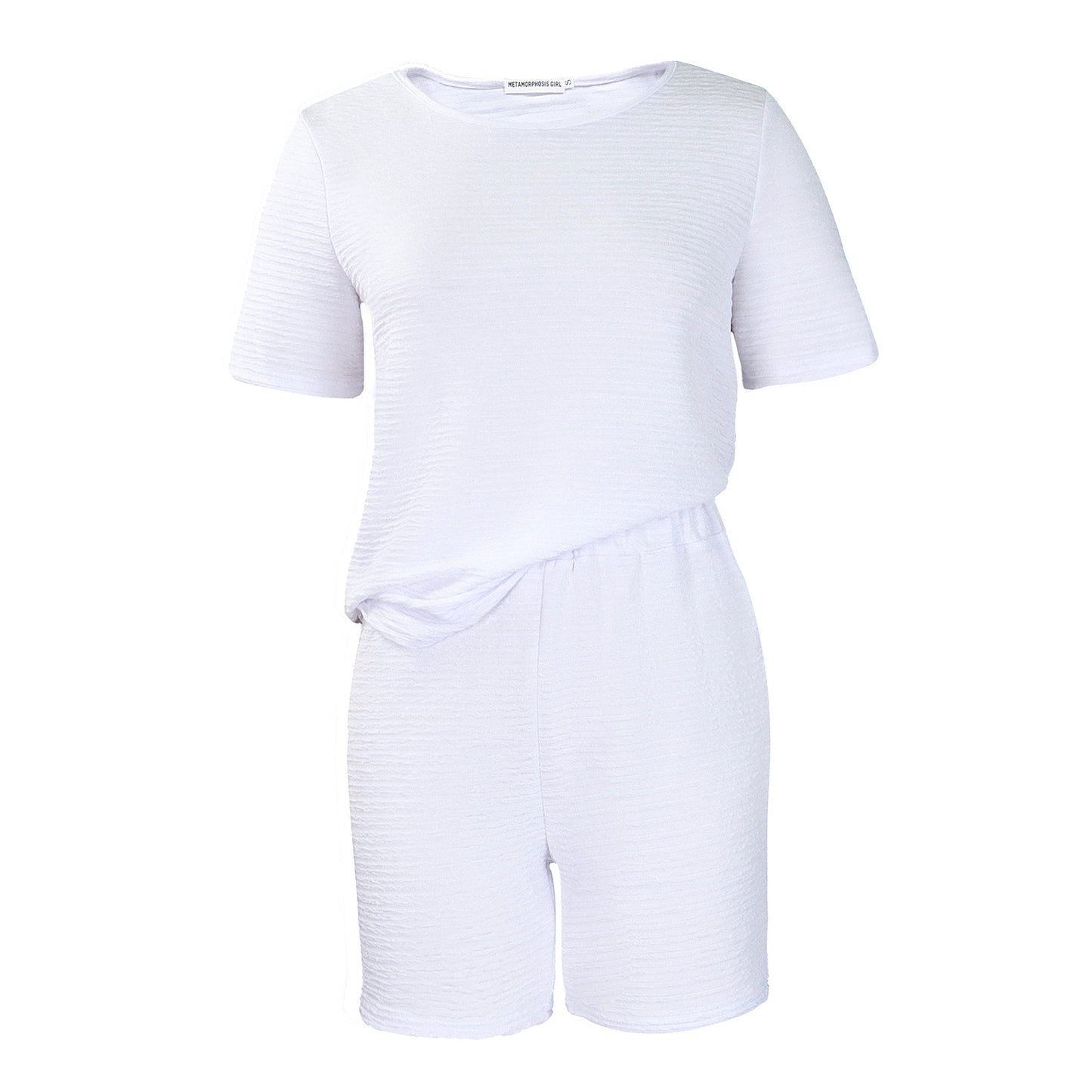 New Loose Solid Color Short Sleeve Top Shorts Fashion Casual Set