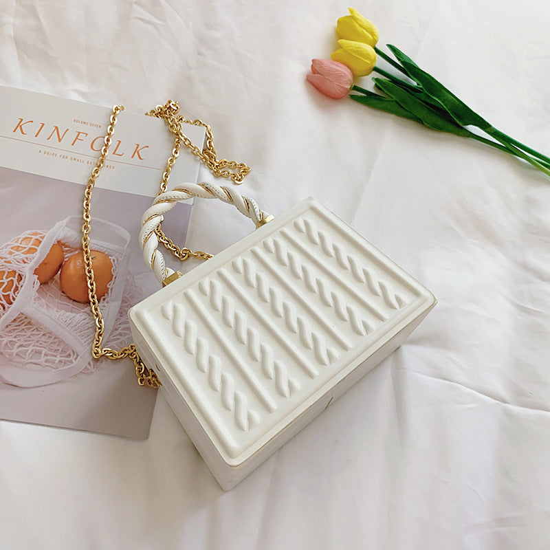 Fashion Portable Box Cosmetic Chain Shoulder Messenger Bag