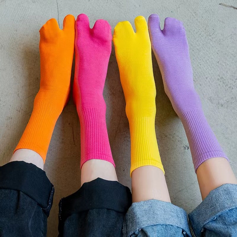 Women's Solid Color Two Toe Summer Socks