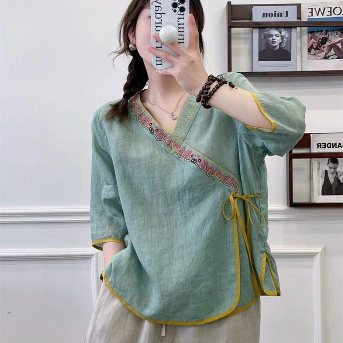 Summer Loose Fitting Tea Suit Top