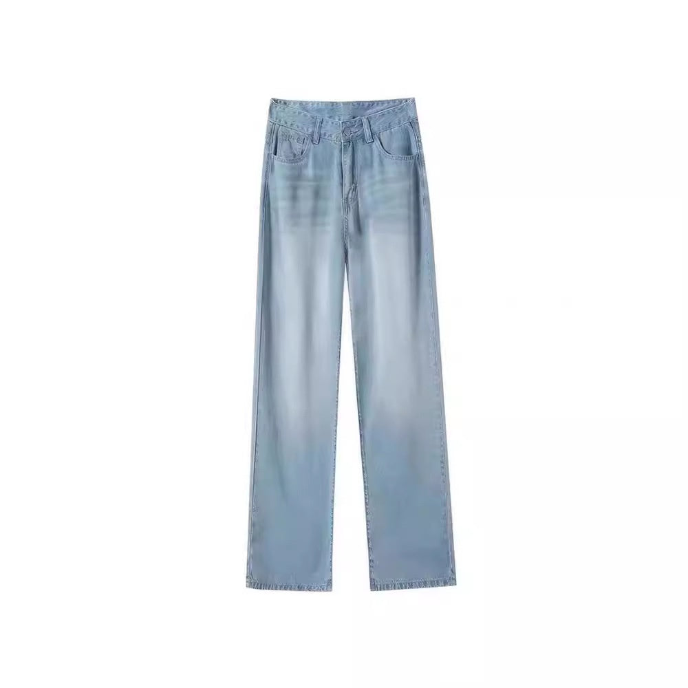 Pear Shapes Lyocell Jeans Fat High Waist Slimming Draping Ice Silk