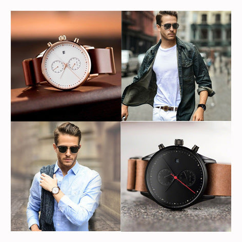 Trendy and simple men's quartz watch