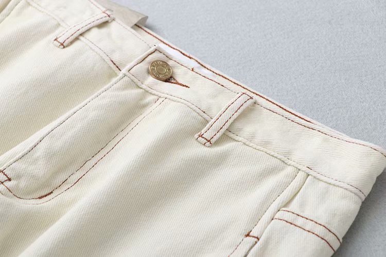 Ladies topstitch contrast jeans