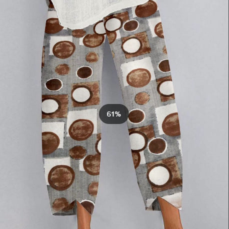 Women's Loose And Irregular Rendering Printing Elastic Waist Dungarees