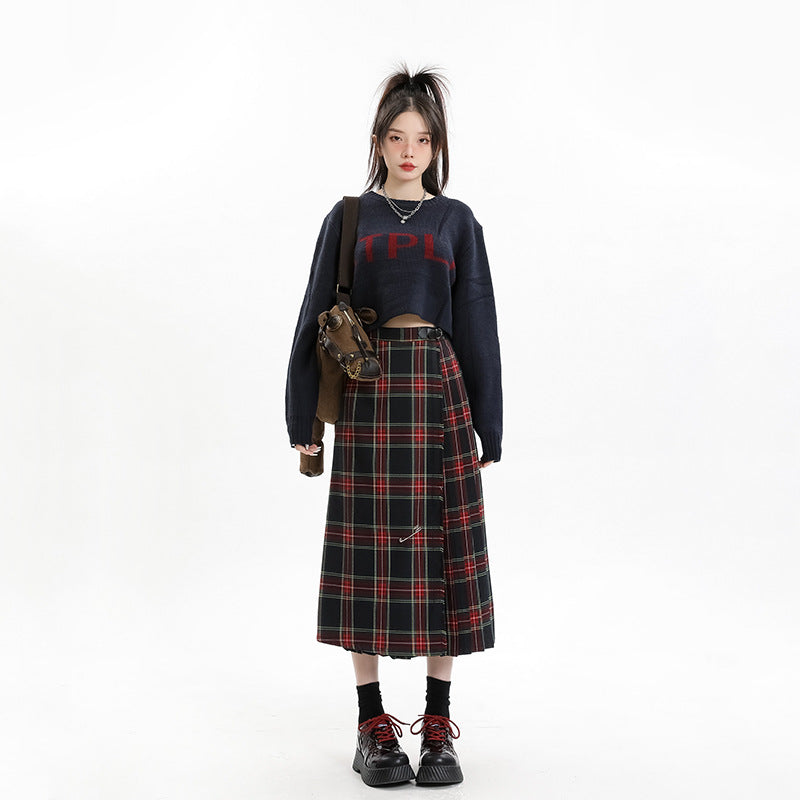 Design High Waist A- Line Slimming Mid-length Casual Skirt