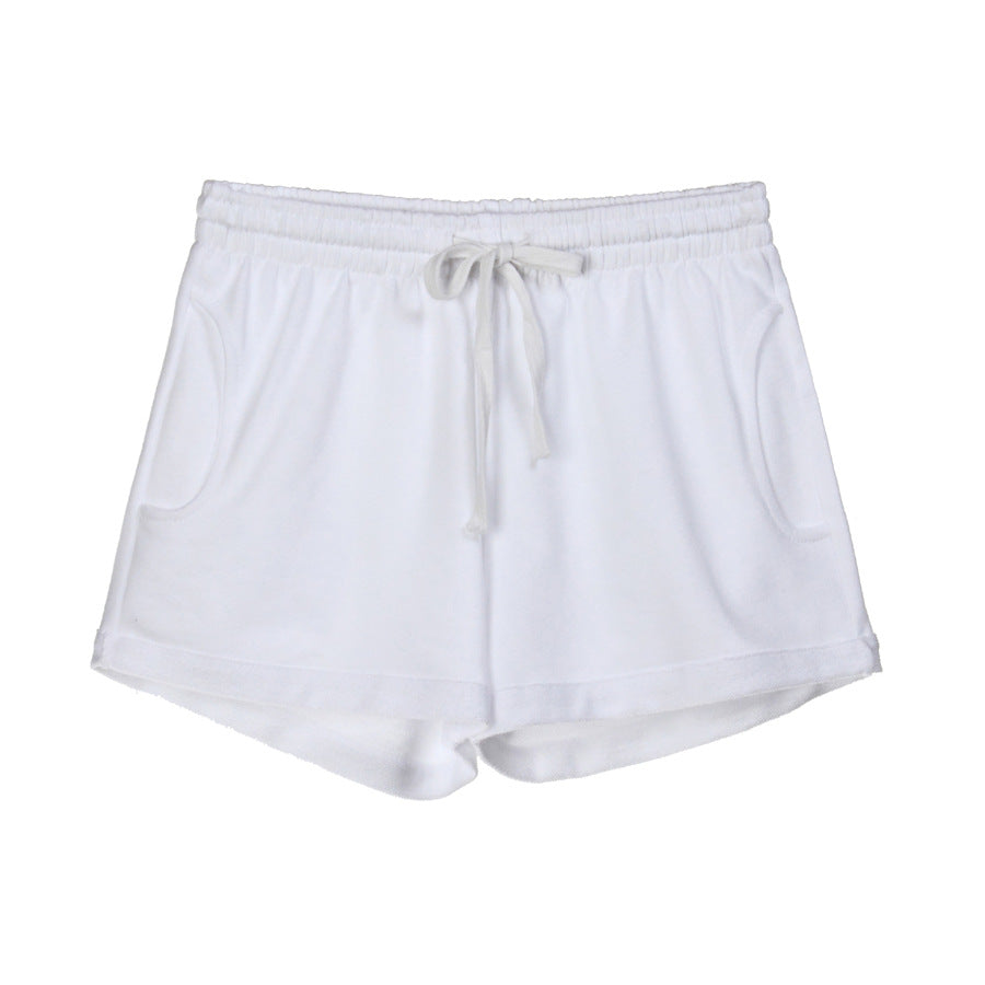 Women's curled sports yoga cotton cuffed shorts