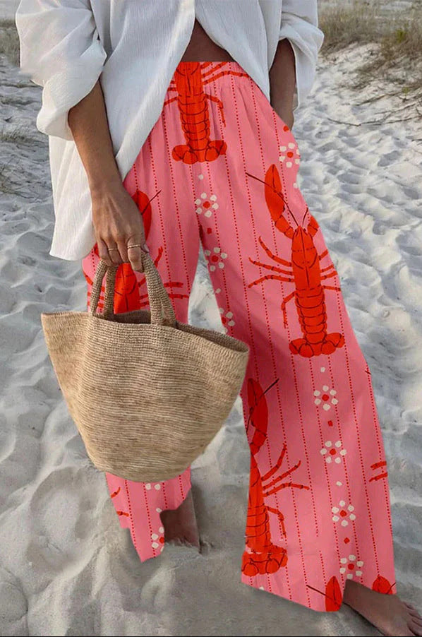 Casual Relaxed-fit Athletic Wide-leg Pants With A Fish-scale Pattern