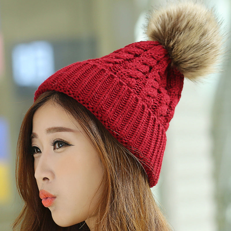 Women's Fashion All-match Fleece Thick Warm Wool Hat